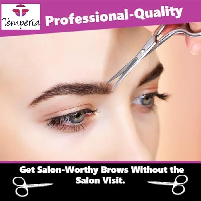 TEMPERIA Scissors for Eyebrow, Moustache, Nose Hair, Beard Cutting Trimming for Men & Women | Small Shaving & Grooming Scissor | Safety Curved Design & Premium Non Rusting Metal | 1 Eyebrow Scissor - Image 3